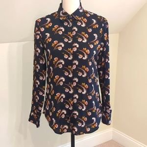 Banana Republic Printed Navy Blue Blouse, Size XS